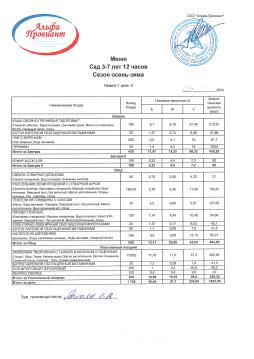 меню 30.10.2024 сад 1 неделя 3 день