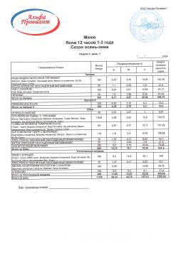 меню 16.09.2024 ясли