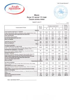 меню 27.09.2024 ясли
