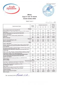 меню 13.09.2024 ясли