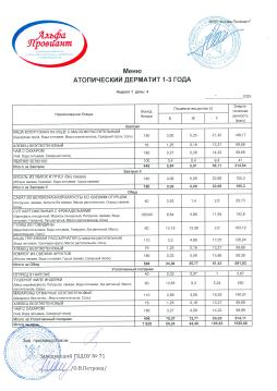 Меню АТОПИЧЕСКИЙ ДЕРМАТИТ ясли неделя 1 день 4 (17.07.2025)
